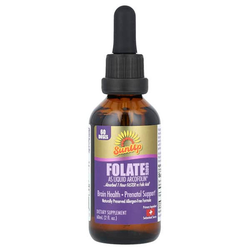 <img alt="SunUp, Folate as Liquid Arcofolin, 680 mcg DFE, 2 fl oz (60 ml)" title="SunUp, Folate as Liquid Arcofolin, 680 mcg DFE, 2 fl oz (60 ml),864548000034"
