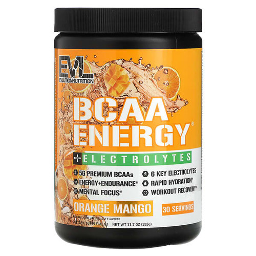 <img alt="EVLution Nutrition, BCAA Energy Plus Electrolytes, Orange Mango, 11.7 oz (333 g)" title="EVLution Nutrition, BCAA Energy Plus Electrolytes, Orange Mango, 11.7 oz (333 g),818901028852"
