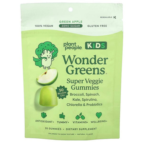 <img alt="Plant People, Kids WonderGreens, Super Veggie Gummies, Green Apple, 30 Gummies" title="Plant People, Kids WonderGreens, Super Veggie Gummies, Green Apple, 30 Gummies,860010813065"