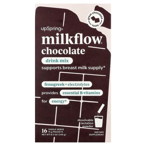 <img alt="UpSpring, Milkflow, Drink Mix, Chocolate, 16 Single Serve Packets, 0.53 oz (15 g) Each" title="UpSpring, Milkflow, Drink Mix, Chocolate, 16 Single Serve Packets, 0.53 oz (15 g) Each,850008560453"