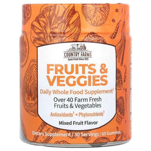 <img alt="Country Farms, Fruits & Veggies, Daily Whole Food Supplement, Mixed Fruit, 60 Gummies" title="Country Farms, Fruits & Veggies, Daily Whole Food Supplement, Mixed Fruit, 60 Gummies,035046133351"