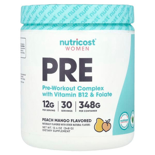 <img alt="Nutricost, Women, Pre-Workout Complex With Vitamin B12 & Folate, Peach Mango, 12.4 oz (348 g)" title="Nutricost, Women, Pre-Workout Complex With Vitamin B12 & Folate, Peach Mango, 12.4 oz (348 g),810014675725"
