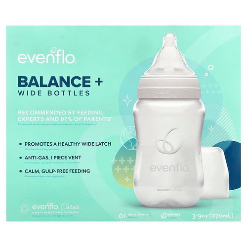 <img alt="Evenflo Feeding, Balance+ Bottles, Wide, 0+ Months, Slow Flow, 3 Bottles, 9 oz (270 ml) Each" title="Evenflo Feeding, Balance+ Bottles, Wide, 0+ Months, Slow Flow, 3 Bottles, 9 oz (270 ml) Each,849409002266"