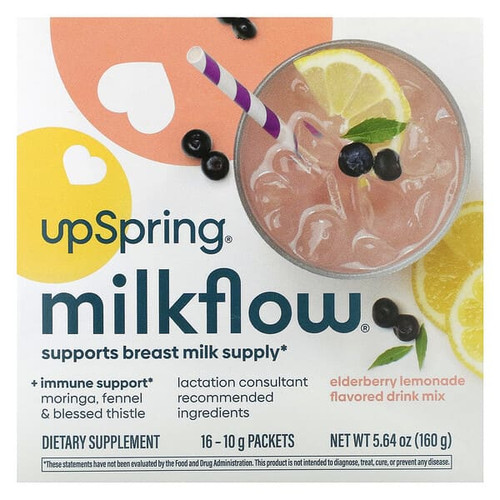 <img alt="UpSpring, Milkflow, Drink Mix, Elderberry Lemonade, 16 Packets, 0.35 oz (10 g) Each" title="UpSpring, Milkflow, Drink Mix, Elderberry Lemonade, 16 Packets, 0.35 oz (10 g) Each,850008560897"