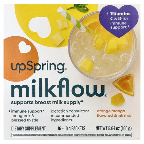 <img alt="UpSpring, Milkflow, Drink Mix, Orange Mango, 16 Packets, 0.35 oz (10 g) Each" title="UpSpring, Milkflow, Drink Mix, Orange Mango, 16 Packets, 0.35 oz (10 g) Each,850008560903"