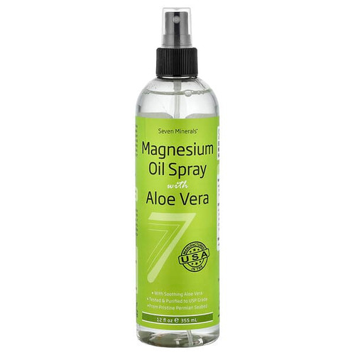 <img alt="Seven Minerals, Magnesium Oil Spray with Aloe Vera, 12 fl oz (355 ml)" title="Seven Minerals, Magnesium Oil Spray with Aloe Vera, 12 fl oz (355 ml),5060339717777"
