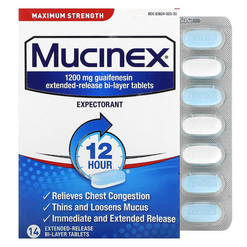 <img alt="Mucinex, 12 Hour Chest Congestion, Maximum Strength, 1,200 mg, 14 Extended-Release Bi-Layer Tablets" title="Mucinex, 12 Hour Chest Congestion, Maximum Strength, 1,200 mg, 14 Extended-Release Bi-Layer Tablets,363824023144"