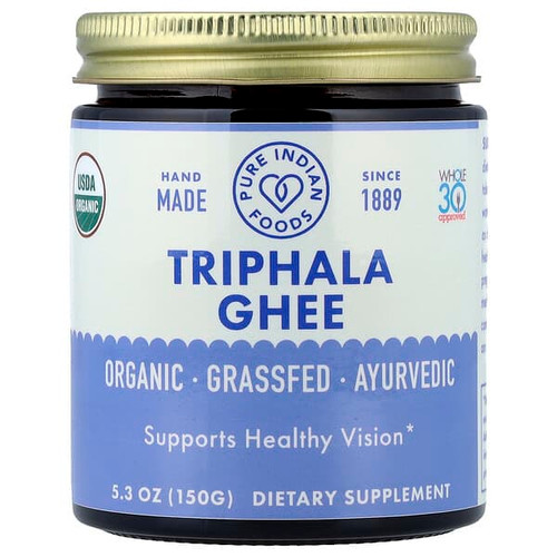 <img alt="Pure Indian Foods, Organic Triphala Ghee, 5.3 oz (150 g)" title="Pure Indian Foods, Organic Triphala Ghee, 5.3 oz (150 g),850013619559"