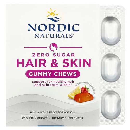 <img alt="Nordic Naturals, Zero Sugar Hair & Skin Gummy Chews, Strawberry Lemonade, 27 Gummy Chews" title="Nordic Naturals, Zero Sugar Hair & Skin Gummy Chews, Strawberry Lemonade, 27 Gummy Chews,768990016660"