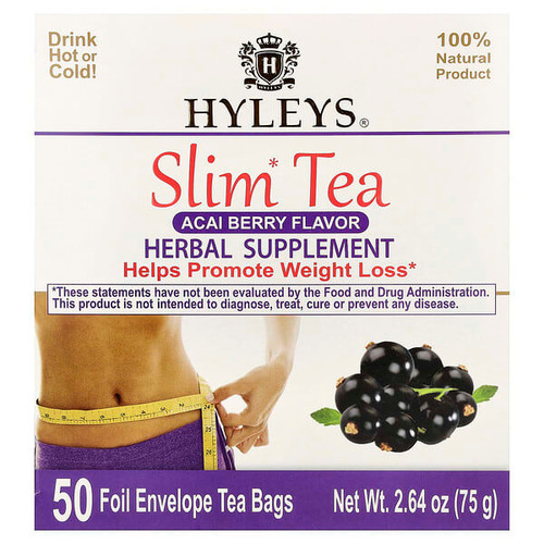 <img alt="Hyleys Tea, Slim Tea, Acai Berry, 50 Foil Envelope Tea Bags, 2.64 oz (75 g)" title="Hyleys Tea, Slim Tea, Acai Berry, 50 Foil Envelope Tea Bags, 2.64 oz (75 g),850016054159"