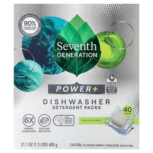 <img alt="Seventh Generation, Power+ Dishwasher Detergent Packs, Fresh Citrus, 40 Packs, 21.1 oz (600 g)" title="Seventh Generation, Power+ Dishwasher Detergent Packs, Fresh Citrus, 40 Packs, 21.1 oz (600 g),732913451746"