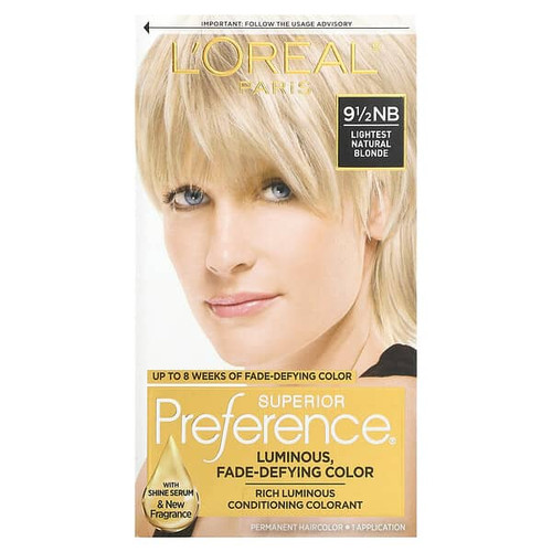 <img alt="LOreal, Superior Preference, Luminous, Fade-Defying Color, 9 1-2 NB, Lightest Natural Blonde, 1 Application" title="LOreal, Superior Preference, Luminous, Fade-Defying Color, 9 1-2 NB, Lightest Natural Blonde, 1 Application,071249253304"