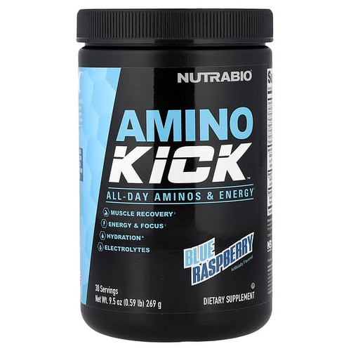 <img alt="NutraBio, Amino Kick, Blue Raspberry, 0.59 lb (269 g)" title="NutraBio, Amino Kick, Blue Raspberry, 0.59 lb (269 g),649908217402"