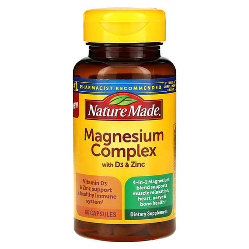 <img alt="Nature Made, Magnesium Complex with D3 & Zinc, 60 Capsules" title="Nature Made, Magnesium Complex with D3 & Zinc, 60 Capsules,031604002596"