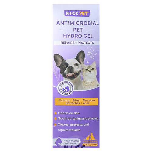 <img alt="HICC Pet, Antimicrobial Pet Hydro Gel, For Dogs & Cats, 3.4 fl oz (100 ml)" title="HICC Pet, Antimicrobial Pet Hydro Gel, For Dogs & Cats, 3.4 fl oz (100 ml),850060913631"