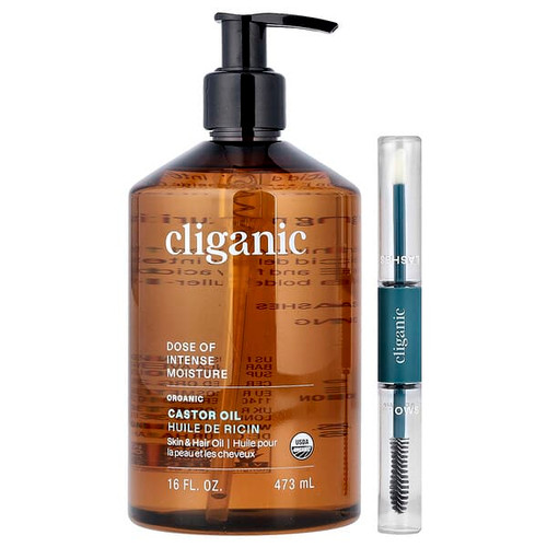 <img alt="Cliganic, Dose of Intense Moisture, Organic Castor Oil Lash & Brow Set, 16 fl oz (473 ml)" title="Cliganic, Dose of Intense Moisture, Organic Castor Oil Lash & Brow Set, 16 fl oz (473 ml),810057560088"
