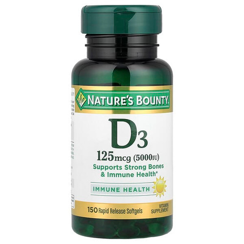 <img alt="Natures Bounty, Vitamin D3, 125 mcg (5,000 IU), 150 Rapid Release Softgels" title="Natures Bounty, Vitamin D3, 125 mcg (5,000 IU), 150 Rapid Release Softgels,074312193774"