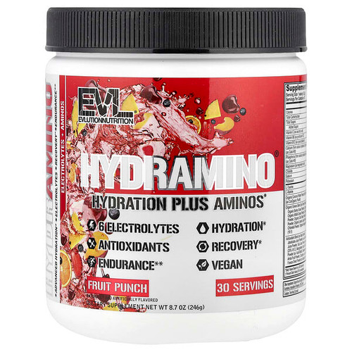 <img alt="EVLution Nutrition, HydrAmino, Fruit Punch, 8.7 oz (246 g)" title="EVLution Nutrition, HydrAmino, Fruit Punch, 8.7 oz (246 g),818901025622"