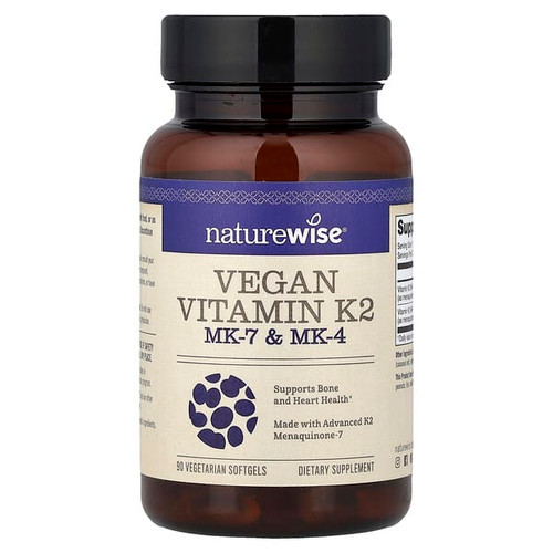 <img alt="NatureWise, Vegan Vitamin K2, MK-7 & MK-4, 90 Vegetarian Softgels" title="NatureWise, Vegan Vitamin K2, MK-7 & MK-4, 90 Vegetarian Softgels,855724007596"