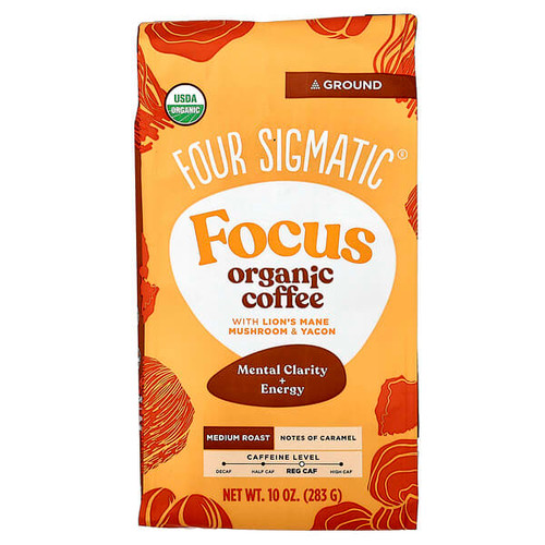 <img alt="Four Sigmatic, Focus, Organic Coffee with Lions Mane Mushroom & Yacon, Ground, Medium Roast, 10 oz (283 g)" title="Four Sigmatic, Focus, Organic Coffee with Lions Mane Mushroom & Yacon, Ground, Medium Roast, 10 oz (283 g),816897024506"
