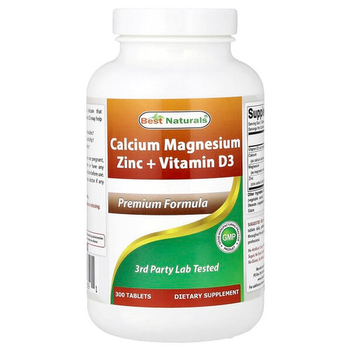 <img alt="Best Naturals, Calcium Magnesium Zinc + Vitamin D3, 300 Tablets" title="Best Naturals, Calcium Magnesium Zinc + Vitamin D3, 300 Tablets,817716018591"