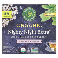 <img alt="Traditional Meds, Organic Nighty Night Extra, Lemon Balm & Valerian, Caffeine Free, 48 Wrapped Tea Bags, 2.53 oz (72 g)" title="Traditional Meds, Organic Nighty Night Extra, Lemon Balm & Valerian, Caffeine Free, 48 Wrapped Tea Bags, 2.53 oz (72 g),032917008374"