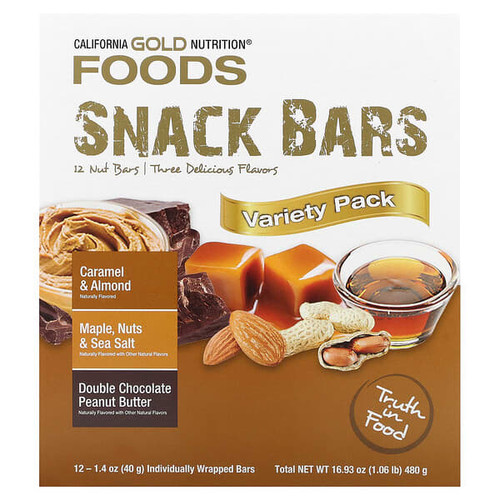 <img alt="California Gold Nutrition, Foods, Variety Pack Snack Bars (Maple, Caramel, Peanut Butter), 12 Bars, 1.4 oz (40 g) Each" title="California Gold Nutrition, Foods, Variety Pack Snack Bars (Maple, Caramel, Peanut Butter), 12 Bars, 1.4 oz (40 g) Each,898220023349"