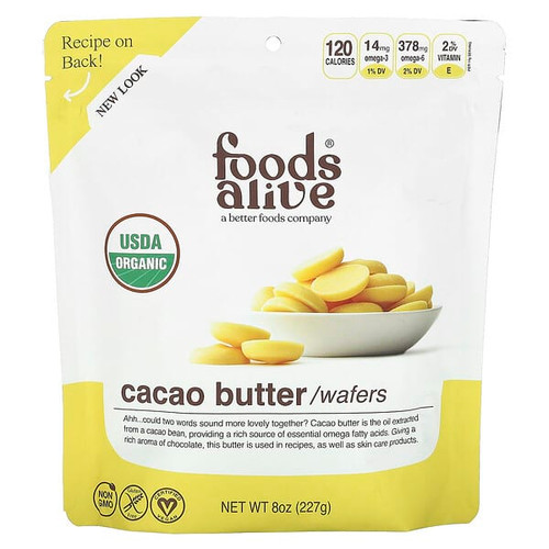 <img alt="Foods Alive, Cacao Butter Wafers, 8 oz (227 g)" title="Foods Alive, Cacao Butter Wafers, 8 oz (227 g),850008080081"