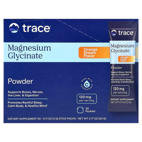 <img alt="Trace, Magnesium Glycinate Powder, Orange Dream, 30 Packets, 0.11 oz (3 g) Each" title="Trace, Magnesium Glycinate Powder, Orange Dream, 30 Packets, 0.11 oz (3 g) Each,878941009242"
