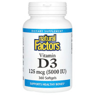 <img alt="Natural Factors, Vitamin D3, 125 mcg (5,000 IU), 360 Softgels" title="Natural Factors, Vitamin D3, 125 mcg (5,000 IU), 360 Softgels,068958010625"