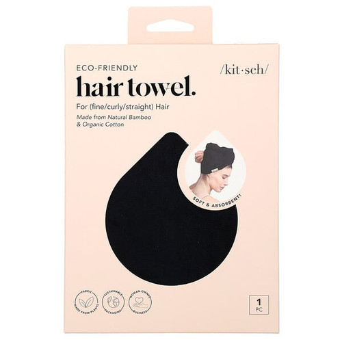 <img alt="Kitsch, Eco-Friendly Hair Towel, Black, 1 Piece" title="Kitsch, Eco-Friendly Hair Towel, Black, 1 Piece,819677026363"