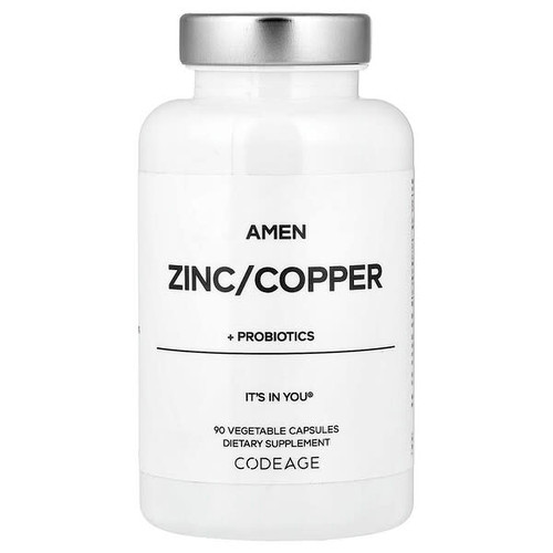 <img alt="Codeage, Amen, Zinc-Copper + Probiotics, 90 Vegetable Capsules" title="Codeage, Amen, Zinc-Copper + Probiotics, 90 Vegetable Capsules,853919008700"
