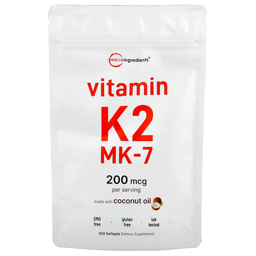 <img alt="Micro Ingredients, Vitamin K2, MK-7, 200 mcg, 300 Softgels" title="Micro Ingredients, Vitamin K2, MK-7, 200 mcg, 300 Softgels,850015616716"