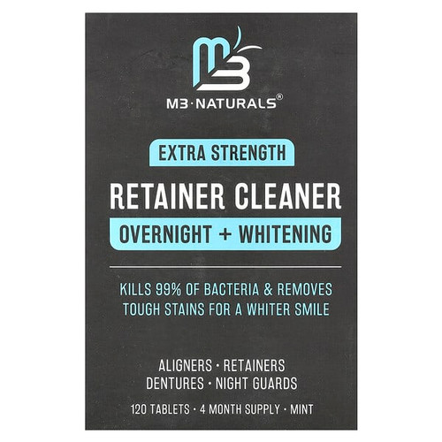 <img alt="M3, Retainer Cleaner, Overnight + Whitening, Mint, 120 Tablets" title="M3, Retainer Cleaner, Overnight + Whitening, Mint, 120 Tablets,850021371746"
