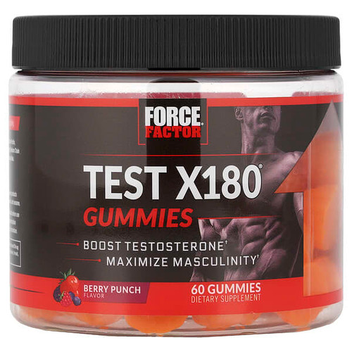 <img alt="Force Factor, Test X180 Gummies, Berry Punch, 60 Gummies" title="Force Factor, Test X180 Gummies, Berry Punch, 60 Gummies,818594017171"