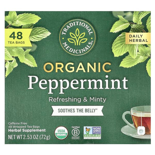 <img alt="Traditional Meds, Organic Peppermint, Caffeine Free, 48 Tea Bags, 2.53 oz (72 g)" title="Traditional Meds, Organic Peppermint, Caffeine Free, 48 Tea Bags, 2.53 oz (72 g),032917008381"