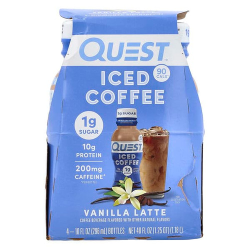 <img alt="Quest Nutrition, Iced Coffee, Vanilla Latte, 4 Bottles, 10 fl oz (296 ml) Each" title="Quest Nutrition, Iced Coffee, Vanilla Latte, 4 Bottles, 10 fl oz (296 ml) Each,888849014439"