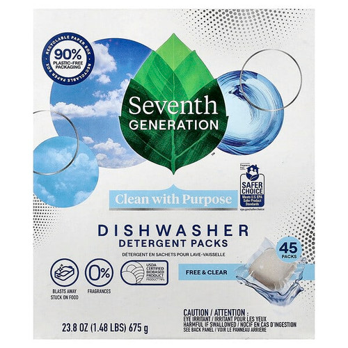 <img alt="Seventh Generation, Dishwasher Detergent Packs, Free & Clear, 45 Packs, 23.8 oz (675 g)" title="Seventh Generation, Dishwasher Detergent Packs, Free & Clear, 45 Packs, 23.8 oz (675 g),732913451753"