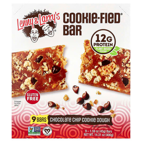 <img alt="Lenny & Larrys, Cookie-Fied Bar, Chocolate Chip Cookie Dough, 9 Bars, 1.59 oz (45 g) Each" title="Lenny & Larrys, Cookie-Fied Bar, Chocolate Chip Cookie Dough, 9 Bars, 1.59 oz (45 g) Each,787692305001"