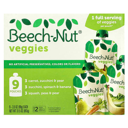 <img alt="Beech-Nut, Veggies, 6+ Months, Variety Pack, 9 Pouches, 3.5 oz (99 g) Each" title="Beech-Nut, Veggies, 6+ Months, Variety Pack, 9 Pouches, 3.5 oz (99 g) Each,052200200193"