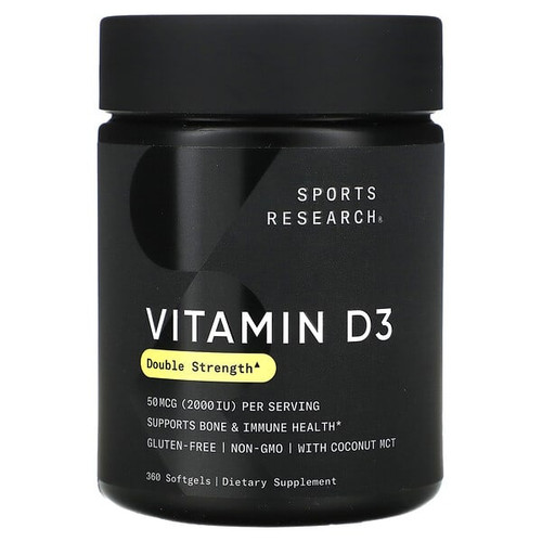 <img alt="Sports Research, Vitamin D3, 50 mcg (2,000 IU), 360 Softgels" title="Sports Research, Vitamin D3, 50 mcg (2,000 IU), 360 Softgels,023249010319"