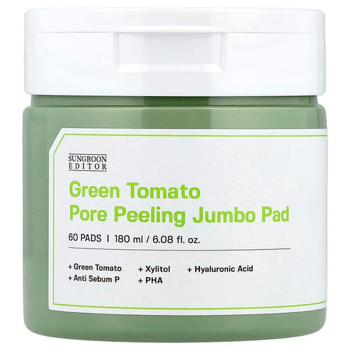 <img alt="Sungboon Editor, Green Tomato Pore Peeling Jumbo Pad, 60 Pads, 6.08 fl oz (180 ml)" title="Sungboon Editor, Green Tomato Pore Peeling Jumbo Pad, 60 Pads, 6.08 fl oz (180 ml),8809684568750"
