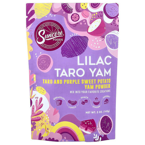 <img alt="Suncore Foods, Lilac Taro Yam, Taro and Purple Sweet Potato Yam Powder, 5 oz (142 g)" title="Suncore Foods, Lilac Taro Yam, Taro and Purple Sweet Potato Yam Powder, 5 oz (142 g),810024810314"