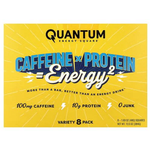 <img alt="Quantum Energy Square, Caffeine x Protein Snack, Variety Pack, 8 Squares, 1.69 oz (48 g) Each" title="Quantum Energy Square, Caffeine x Protein Snack, Variety Pack, 8 Squares, 1.69 oz (48 g) Each,853894007156"