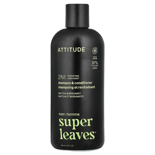 <img alt="ATTITUDE, Super Leaves, 2N1 Fortifying Shampoo & Conditioner, For Men, Matcha & Bergamot, 14 fl oz (415 ml)" title="ATTITUDE, Super Leaves, 2N1 Fortifying Shampoo & Conditioner, For Men, Matcha & Bergamot, 14 fl oz (415 ml),626232117103"