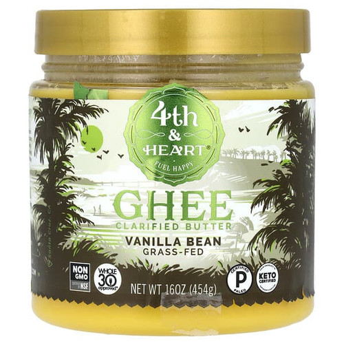 <img alt="4th & Heart, Ghee Clarified Butter, Grass-Fed, Vanilla Bean, 16 oz (454 g)" title="4th & Heart, Ghee Clarified Butter, Grass-Fed, Vanilla Bean, 16 oz (454 g),853104007334"