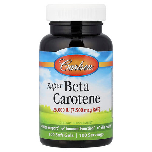 <img alt="Carlson, Super Beta Carotene, 7,500 mcg RAE (25,000 IU), 100 Soft Gels" title="Carlson, Super Beta Carotene, 7,500 mcg RAE (25,000 IU), 100 Soft Gels,088395011818"