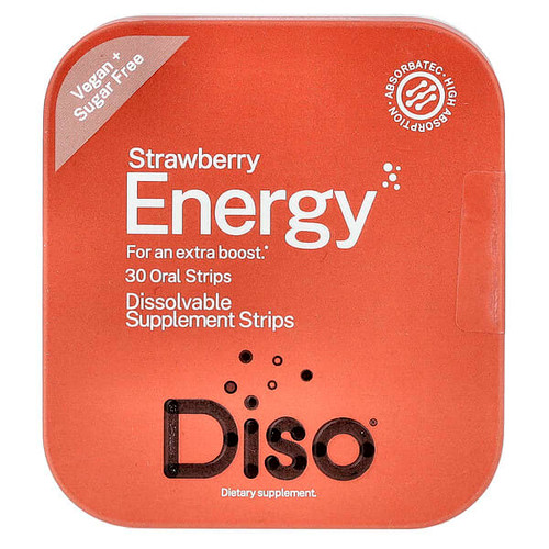 <img alt="Diso, Energy, Strawberry, 30 Oral Strips" title="Diso, Energy, Strawberry, 30 Oral Strips,850058480053"