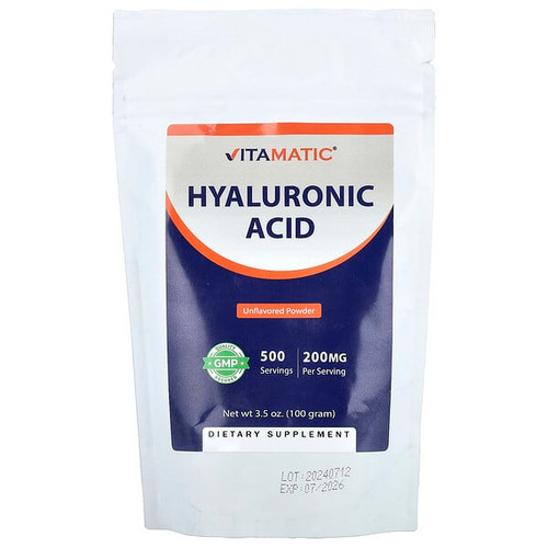 <img alt="Vitamatic, Hyaluronic Acid Powder, Unflavored, 3.5 oz (100 g)" title="Vitamatic, Hyaluronic Acid Powder, Unflavored, 3.5 oz (100 g),810078475453"
