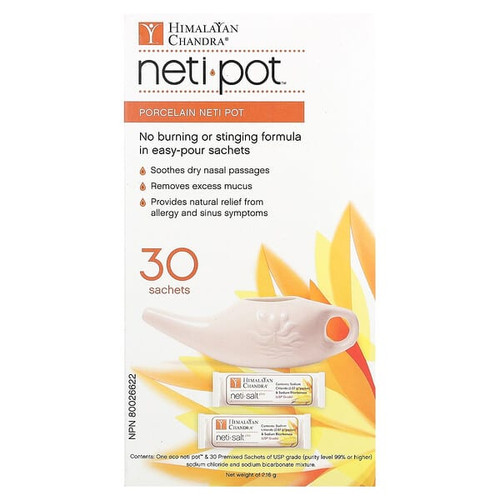 <img alt="Himalayan Chandra, Porcelain Neti Pot with Neti Salt Saches, 2.16 g" title="Himalayan Chandra, Porcelain Neti Pot with Neti Salt Saches, 2.16 g,705928901032"